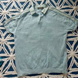 Pale blue men's knit polo